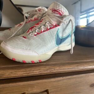 Nike Cream and Teal Athletic Shoes lebrons